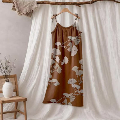 Maxikleid mit Ginkgoblatt-Schnittmuster - Kaffee & Beige - XL - image 25