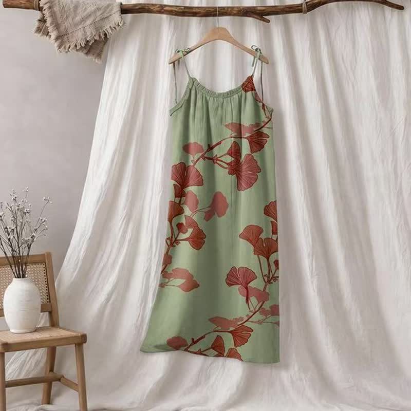 Maxikleid mit Ginkgoblatt-Schnittmuster - Grün & Rot - XL - image 5