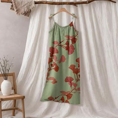 Maxikleid mit Ginkgoblatt-Schnittmuster - Grün & Rot - XL - image 5