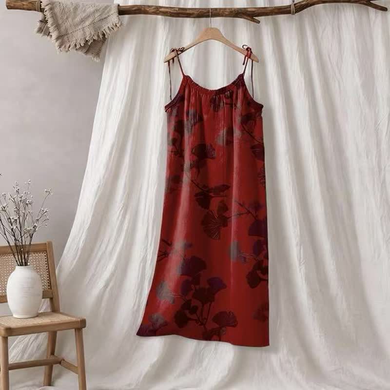 Maxikleid mit Ginkgoblatt-Schnittmuster - Rot & Schwarz - XL - image 35