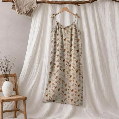 Loungekleid mit Ginkgo-Blumenmuster und Bindebändern - Beige & Kaffee - XL - image 20