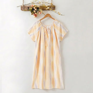Nachtkleid mit Aquarellblumenmuster aus Lyocell mit Bindekragen - Orange - XXXL - image 0