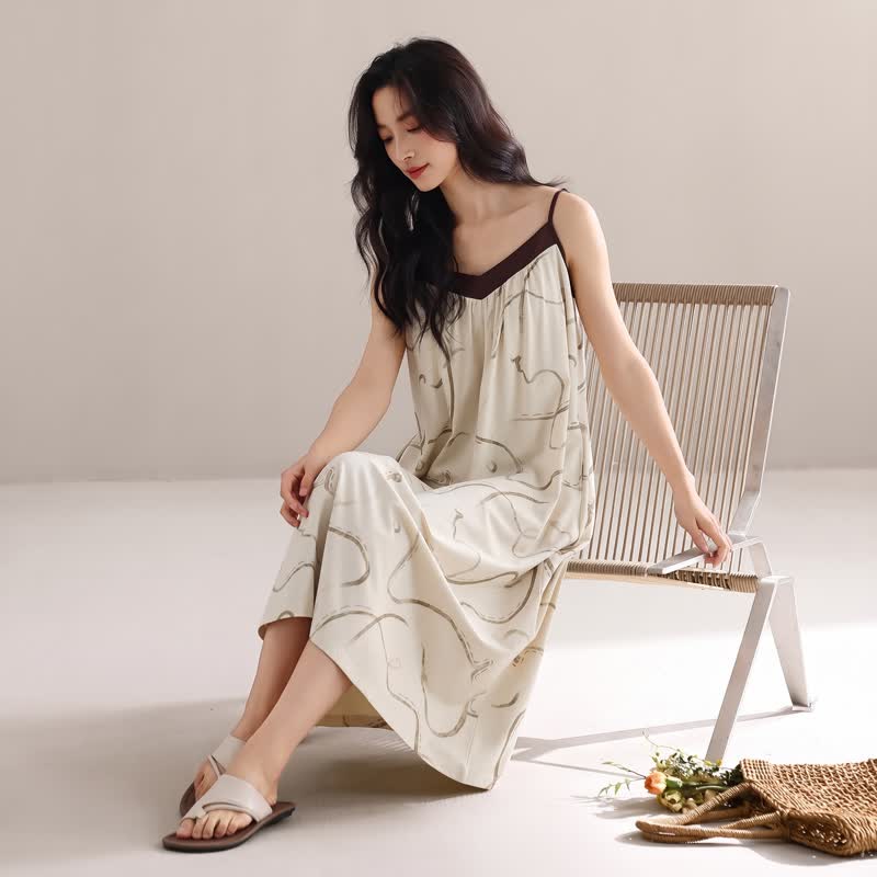 Lounge-Kleid aus Modal-Baumwolle mit Kontrastbesatz - image 4