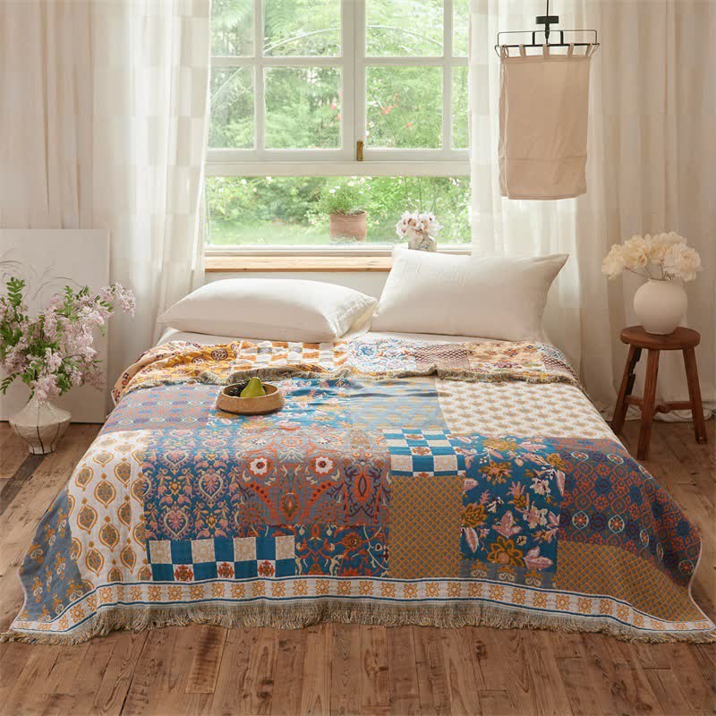 Wendbare Boho-Patchwork-Musselindecke - image 1