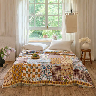 Wendbare Boho-Patchwork-Musselindecke - image 0