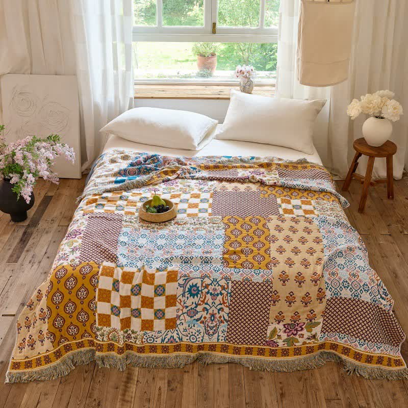 Wendbare Boho-Patchwork-Musselindecke - image 2