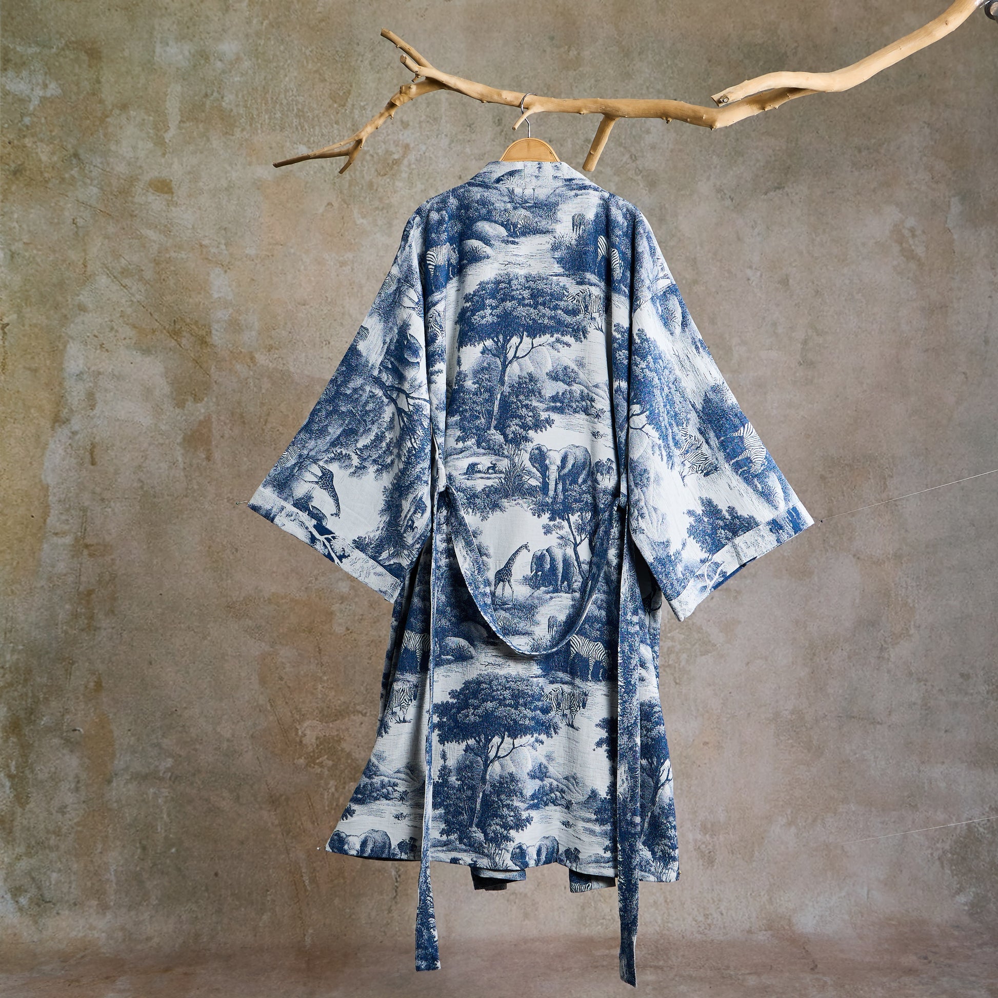 Kimono-Bademantel aus Baumwolle mit Toile-Print - image 1