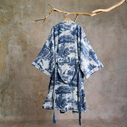 Kimono-Bademantel aus Baumwolle mit Toile-Print - image 1