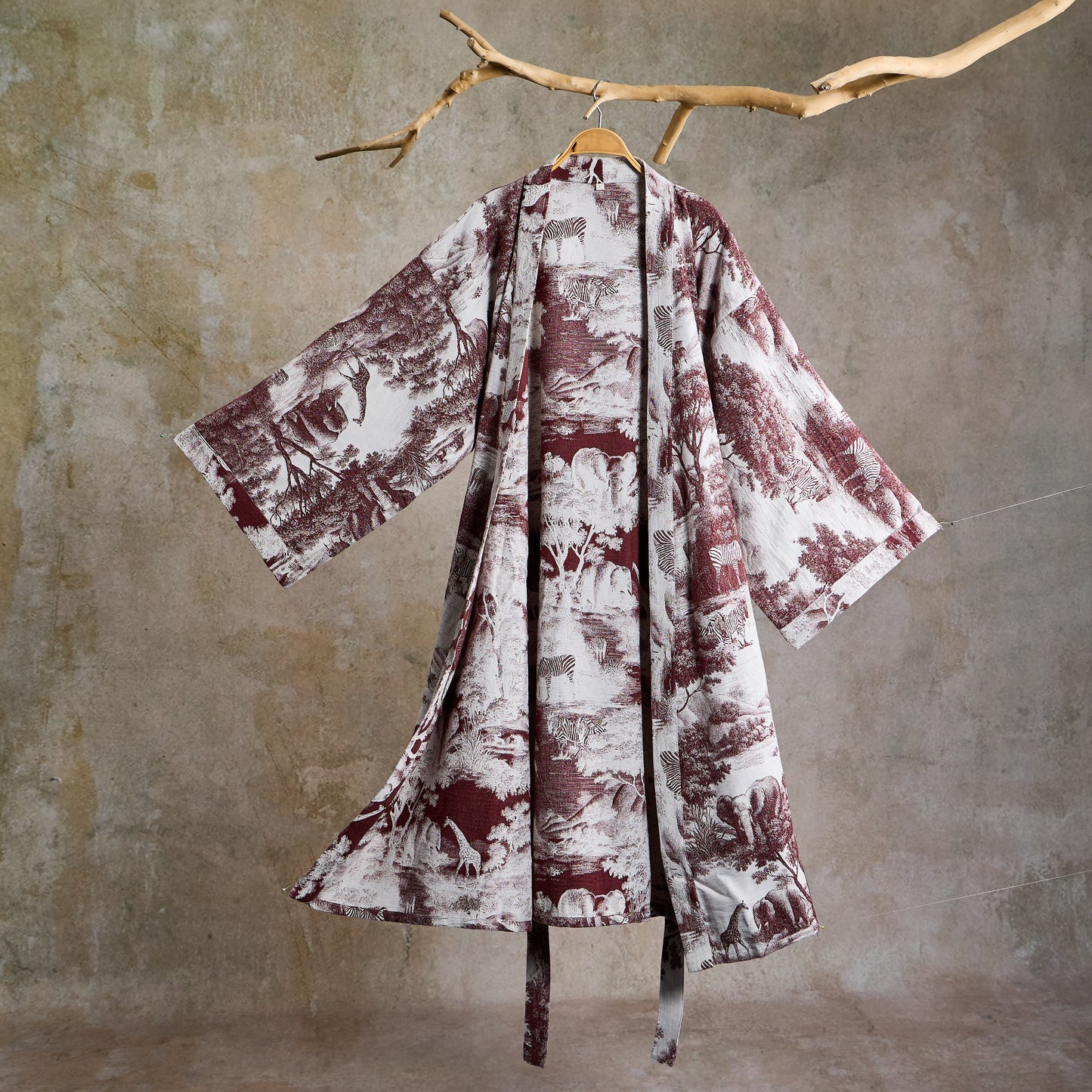 Kimono-Bademantel aus Baumwolle mit Toile-Print - Kaffee - 2XL - image 10