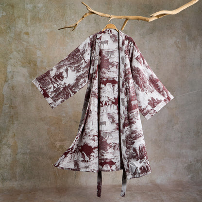 Kimono-Bademantel aus Baumwolle mit Toile-Print - Kaffee - 2XL - image 10
