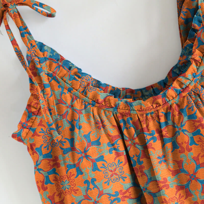 Boho-Pyjama-Set mit Blumenmuster und Bindeband - image 2