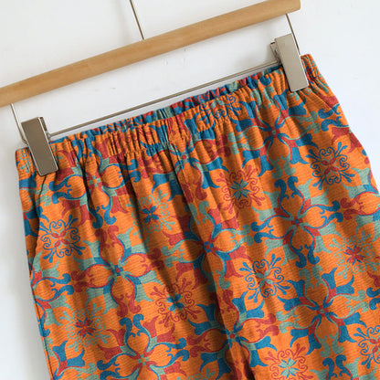 Boho-Pyjama-Set mit Blumenmuster und Bindeband - image 3