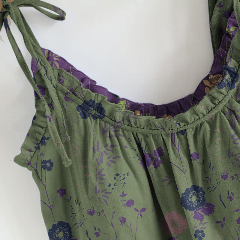 Vintage-Pyjama-Set mit Blumenmuster: Top und Hose - image 9