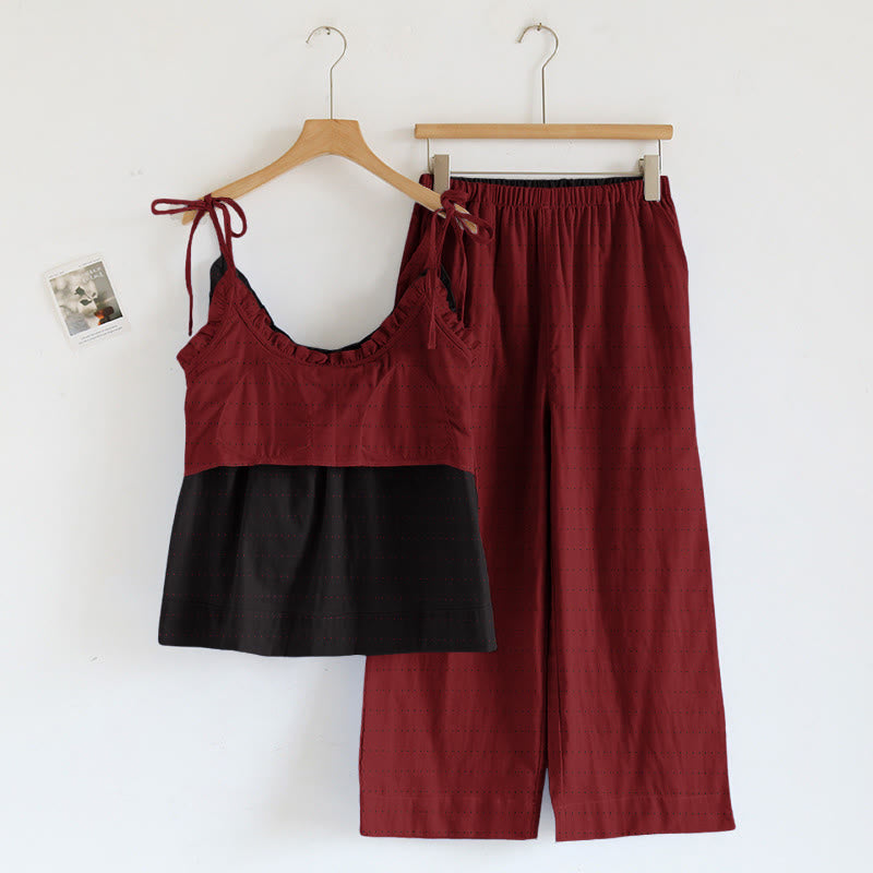 Lounge-Set aus strukturiertem, einfarbigem Camisole und Hose - image 5