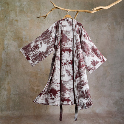 Kimono-Bademantel aus Baumwolle mit Toile-Print - Kaffee - 2XL - image 10