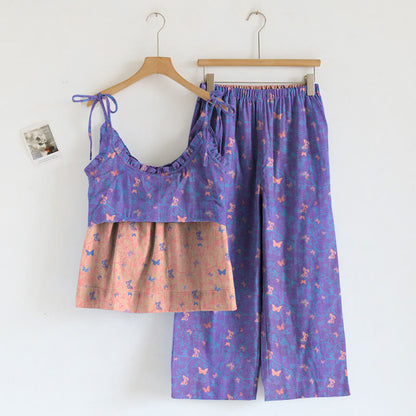 Set aus Trägertop und Loungehose mit Schmetterlingsmuster - image 1