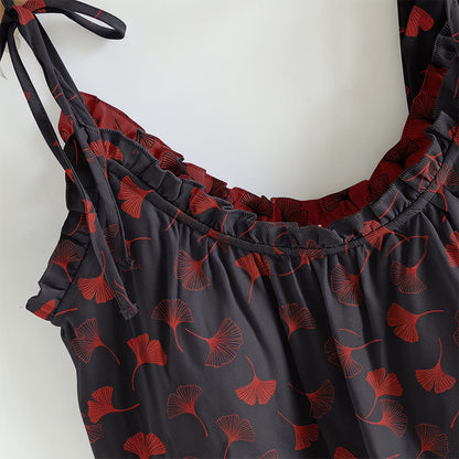 Loungewear-Set mit Ginkgoblatt-Print und Schulterbändern - image 7