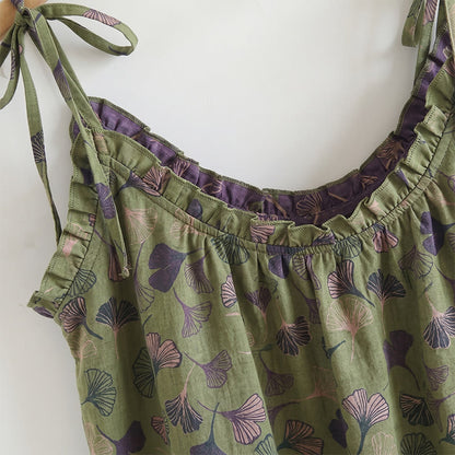 Loungewear-Set mit Ginkgoblatt-Print und Schulterbändern - image 13