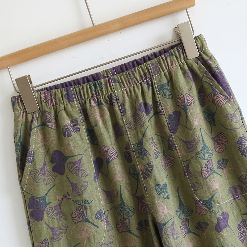 Loungewear-Set mit Ginkgoblatt-Print und Schulterbändern - image 14