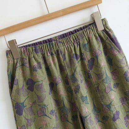 Loungewear-Set mit Ginkgoblatt-Print und Schulterbändern - image 14