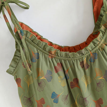 Loungewear-Set mit Ginkgoblatt-Print und Schulterbändern - image 16
