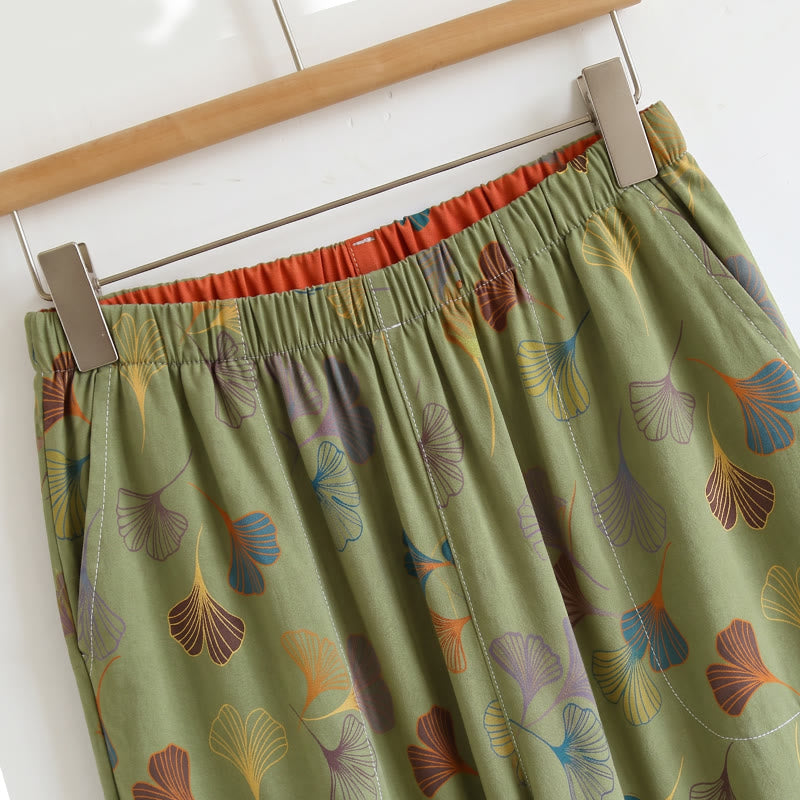 Loungewear-Set mit Ginkgoblatt-Print und Schulterbändern - image 17