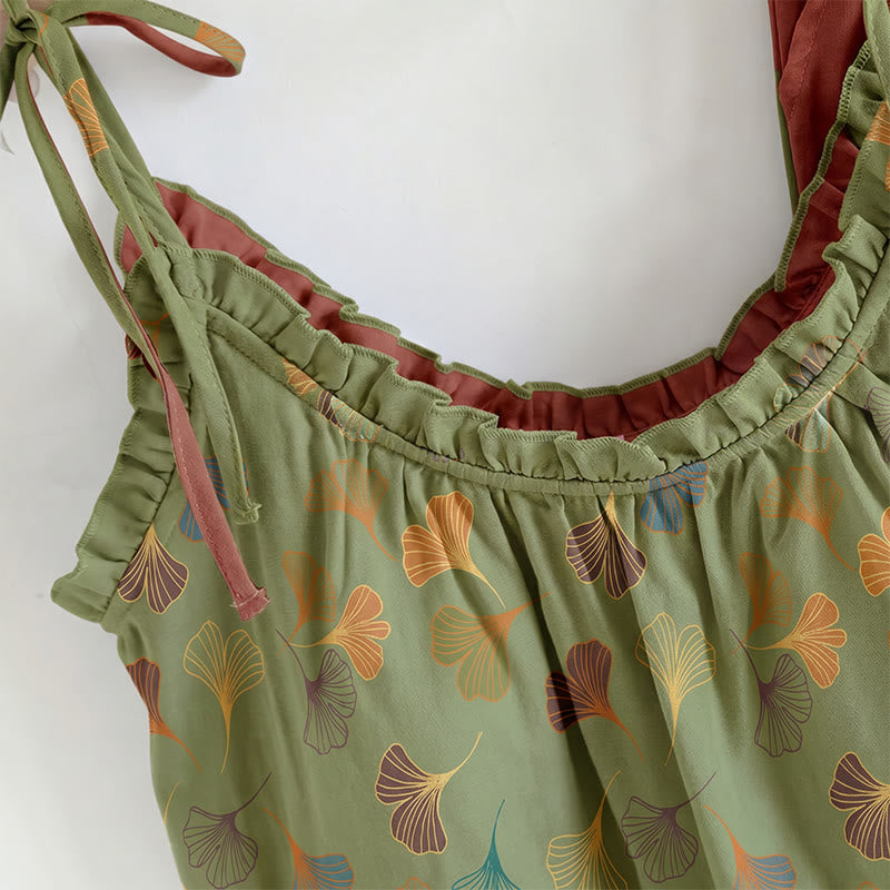 Loungewear-Set mit Ginkgoblatt-Print und Schulterbändern - image 19