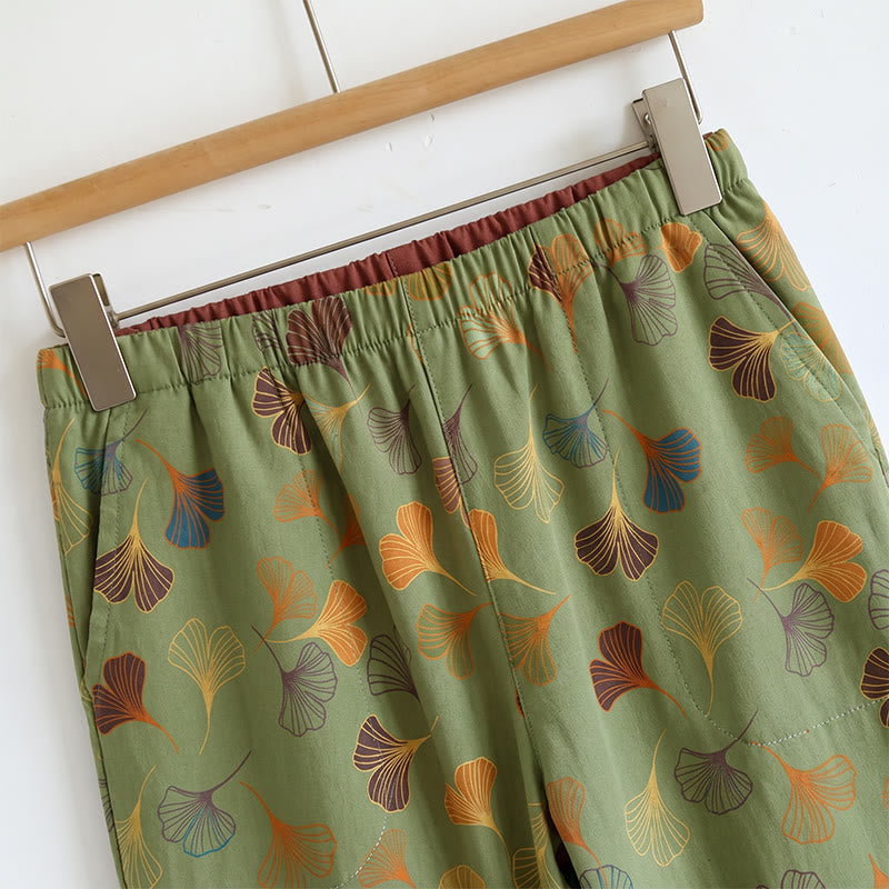 Loungewear-Set mit Ginkgoblatt-Print und Schulterbändern - image 20
