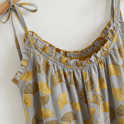 Loungewear-Set mit Ginkgoblatt-Print und Schulterbändern - image 4