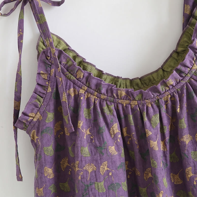Romantisches Lounge-Set mit Blumenmuster: Trägertop und Hose - image 1