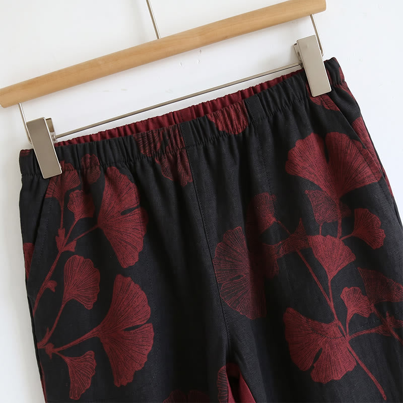 Loungewear-Set mit botanischem Blattmuster: Trägertop und Hose - image 5
