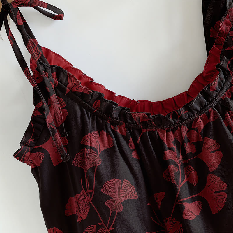 Loungewear-Set mit botanischem Blattmuster: Trägertop und Hose - image 4