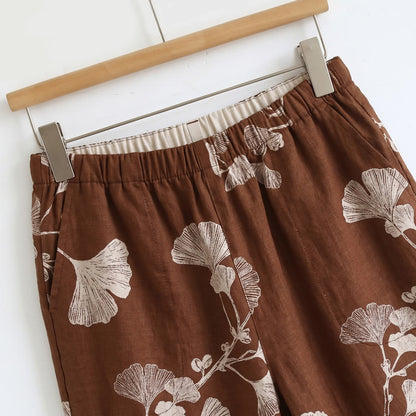 Loungewear-Set mit botanischem Blattmuster: Trägertop und Hose - image 8