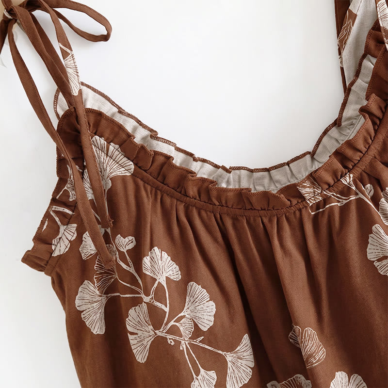 Loungewear-Set mit botanischem Blattmuster: Trägertop und Hose - image 7