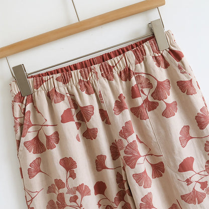 Loungewear-Set mit botanischem Blattmuster: Trägertop und Hose - image 11