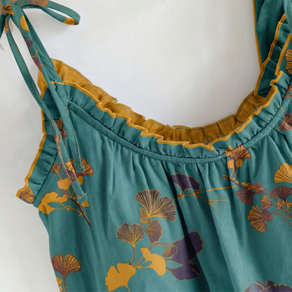 Loungewear-Set mit botanischem Blattmuster: Trägertop und Hose - image 1