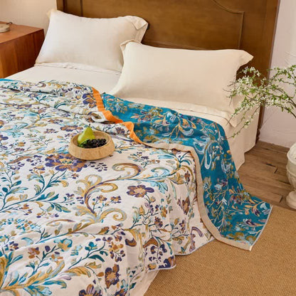 Wendbare Baumwoll-Musselin-Decke mit Blumenmuster - image 4