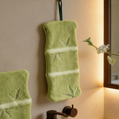 Handtuch aus Bambusblatt-Korallenvlies - Olivgrün - 6'' × 13'' - 1 Stück - image 3