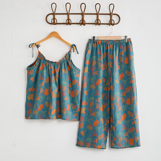 Ginkgo Pyjama-Set mit Camisole-Top und Hose - Blau & Orange - XL - image 0