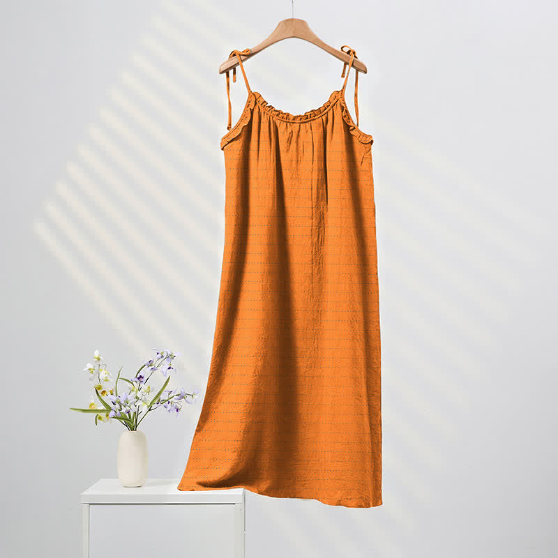 Sonnengewaschenes, einfarbiges Loungekleid mit Bindebändern - Orange - XL - image 0