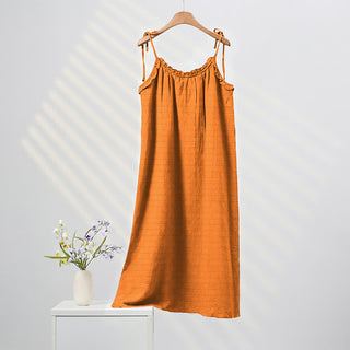Sonnengewaschenes, einfarbiges Loungekleid mit Bindebändern - Orange - XL - image 0