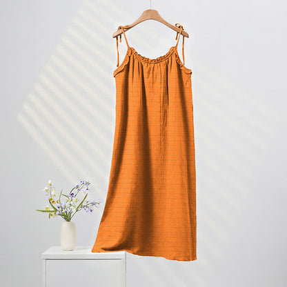 Sonnengewaschenes, einfarbiges Loungekleid mit Bindebändern - Orange - XL - image 0