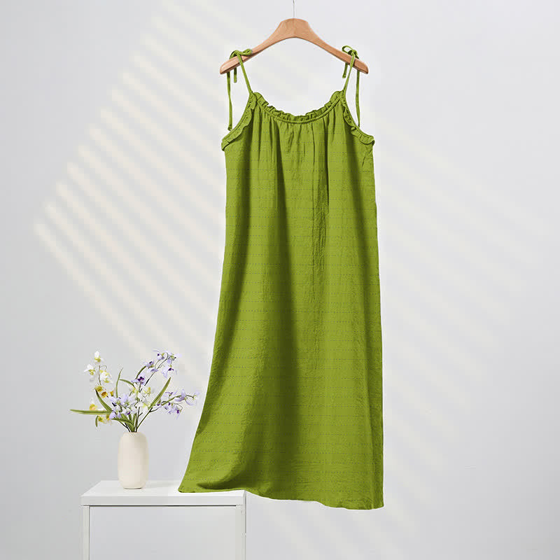 Sonnengewaschenes, einfarbiges Loungekleid mit Bindebändern - Hellgrün - XL - image 20