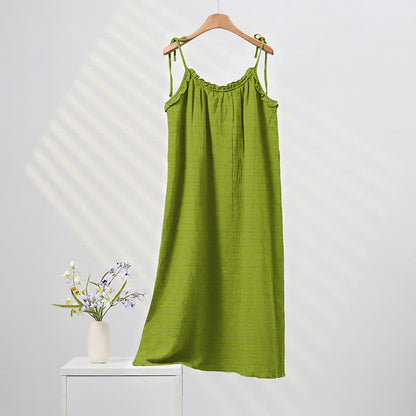 Sonnengewaschenes, einfarbiges Loungekleid mit Bindebändern - Hellgrün - XL - image 20