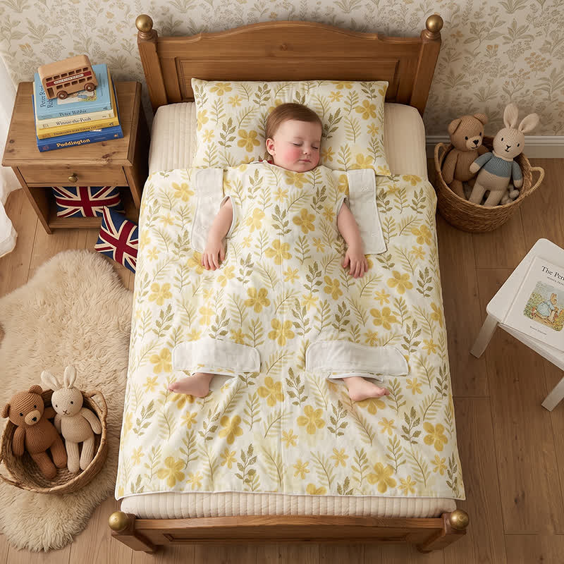 Gelbe Babydecke aus Baumwolle mit Blumenmuster - Gelb - Zwillinge - image 0