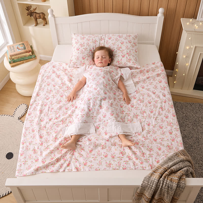 Babydecke aus Baumwollgaze mit süßem Blumenmuster - Rosa - Zwillinge - image 0