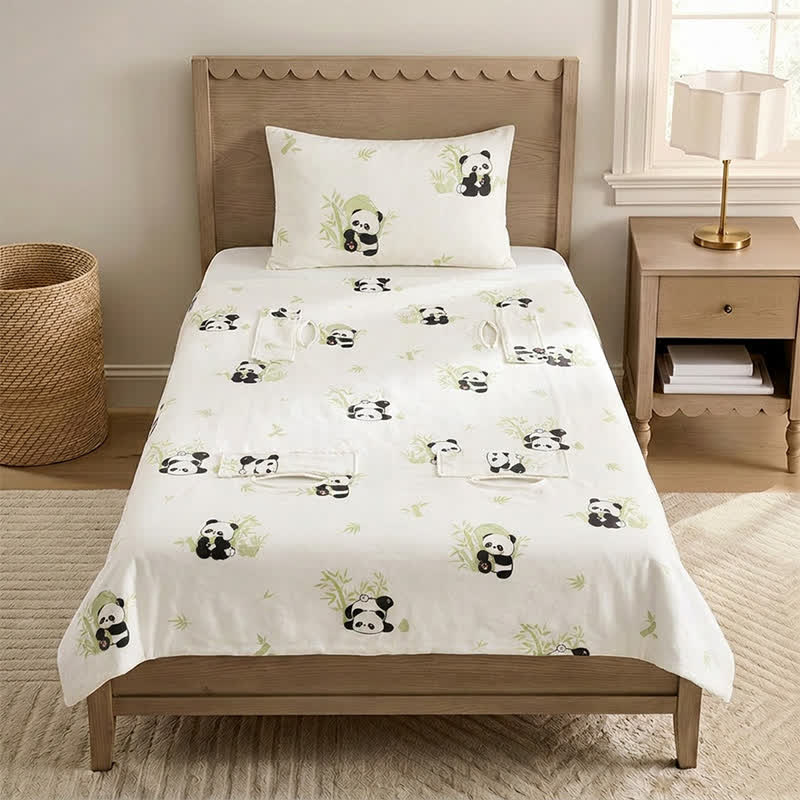 Panda-Babydecke aus Bambus-Baumwollgaze - Weiß - Gepolstert - Zwillinge - image 0