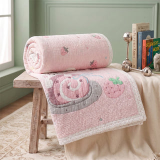 Babydecke „Rosa Hase Erdbeere“ aus Lyocell - Rosa - Zwillinge - image 0
