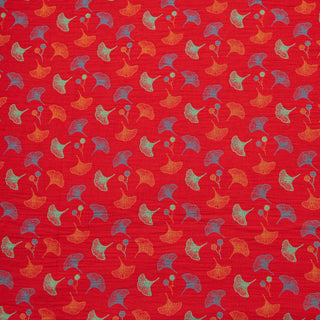 Ginkgoblatt-Baumwoll-Jacquard-Stoff - Rot - Meter - 5M - image 0