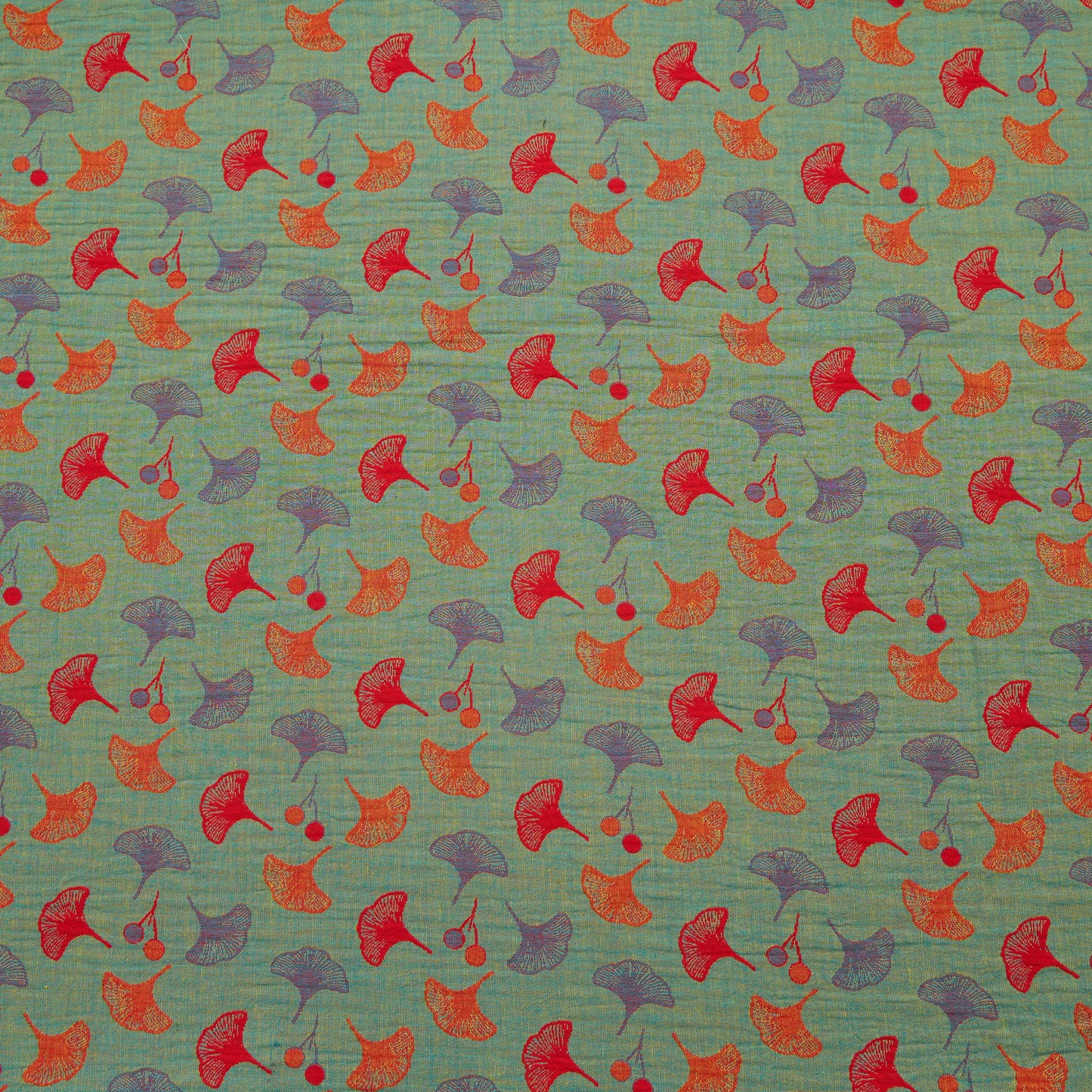 Ginkgoblatt-Baumwoll-Jacquard-Stoff - Grün - Meter - 5M - image 5